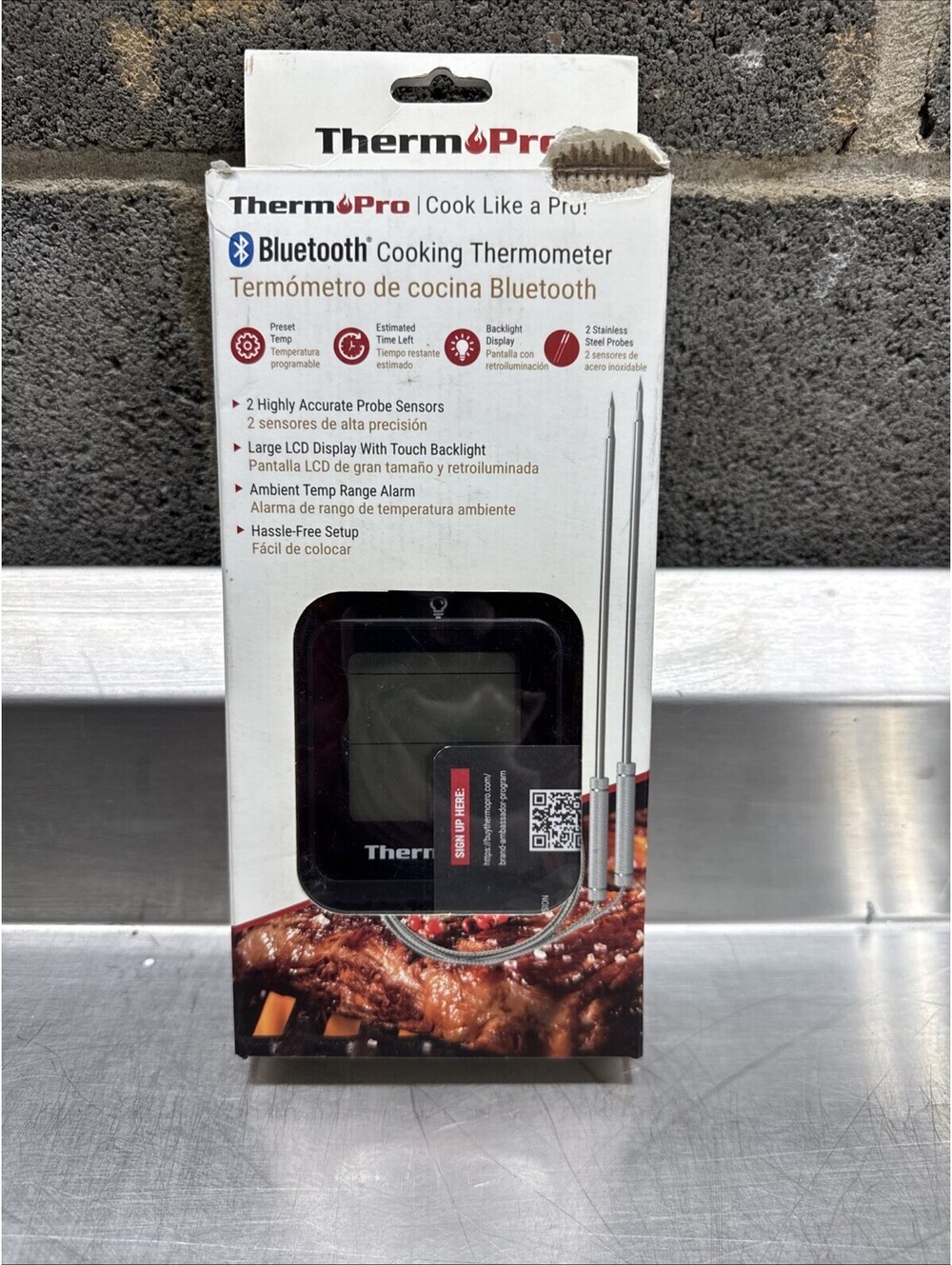 New ThermoPro Wireless Meat Thermometer 650FT Bluetooth Dual Probes TP920W New